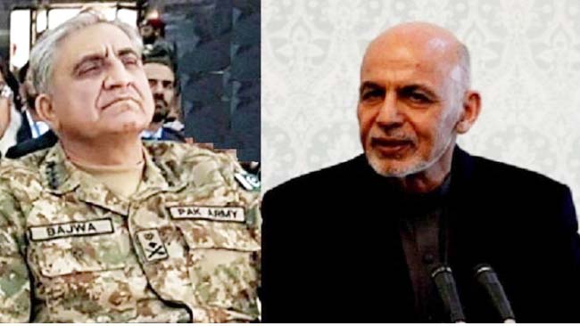 غنی به جنرال باجوا: عاملان حملات تروریستی افغانستان در پاکستان هستند
